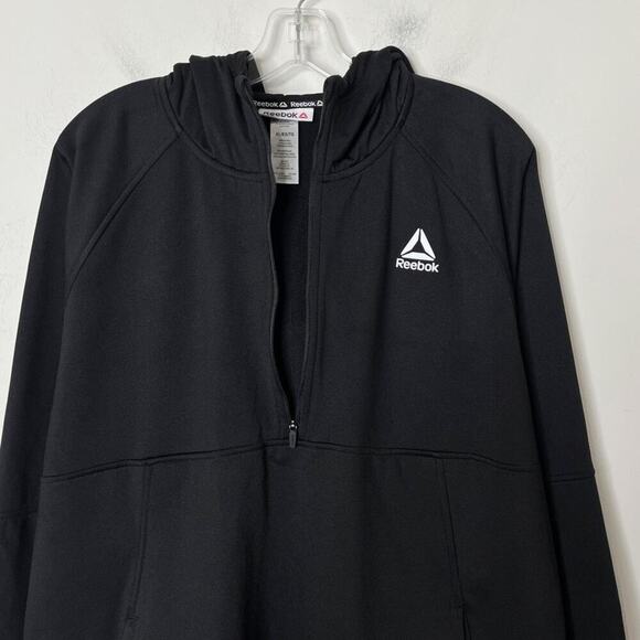 Reebok Men's Half Zip Pullover Sweater XL Black Hoodie Fleece Athletic Jacket - Picture 4 of 9